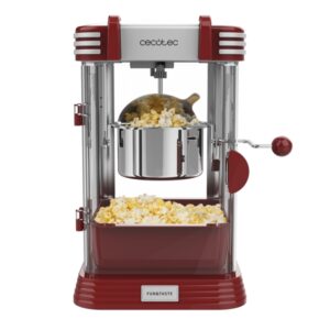 cecotec funandtaste p'corn classic palomitero electrico 300w estilo retro olla de acero inoxidable 500ml bandeja extraible luz interior cuchara dosificadora apertura magnetica color rojo