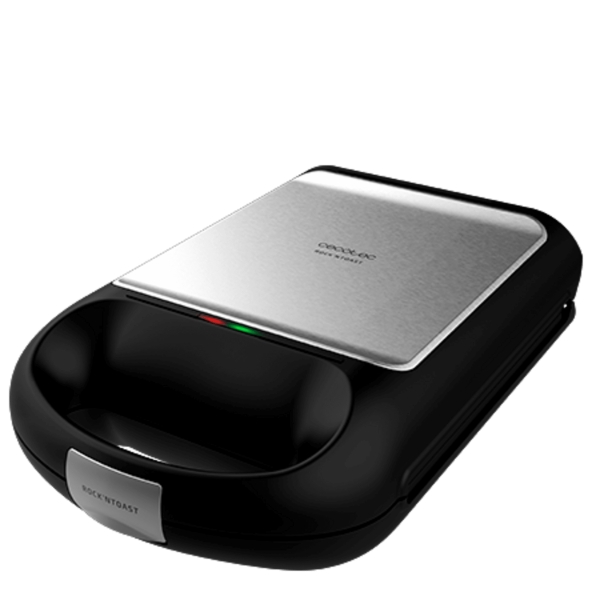 cecotec rock'ntoast family sandwichera extragrande 3 en 1 1500w capacidad para 4 sandwiches 3 placas intercambiables antiadherente apertura 180° acero inoxidable color negro