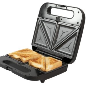 cecotec rock'ntoast 1000 sandwichera 3 en 1 potencia de 800w capacidad para 2 sandwiches revestimiento antiadherente placas intercambiables cocina homogenea color negro