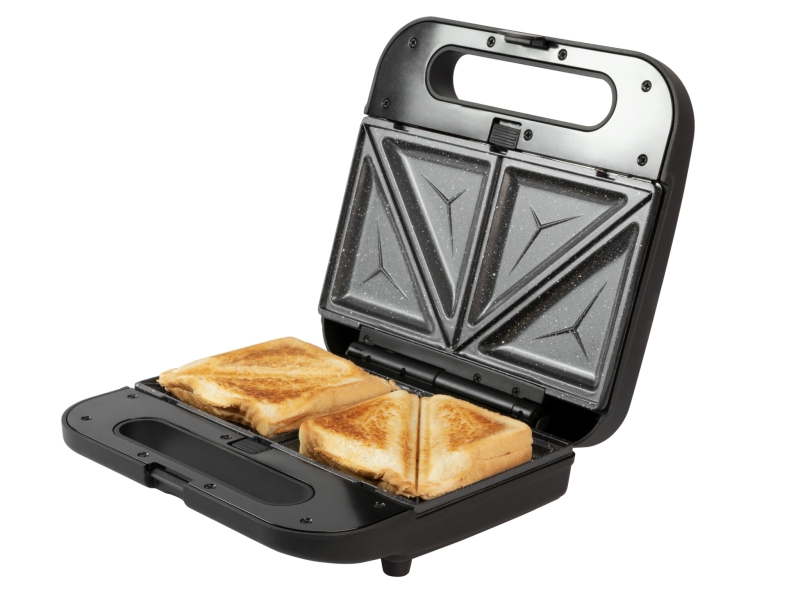 cecotec rock'ntoast 1000 sandwichera 3 en 1 potencia de 800w capacidad para 2 sandwiches revestimiento antiadherente placas intercambiables cocina homogenea color negro