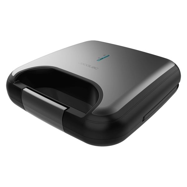 cecotec rock’ntoast combo sandwichera 3 en 1 800w revestimiento antiadherente placas intercambiables acabados en acero inoxidable tacto frio en asa indicador luminoso color negro