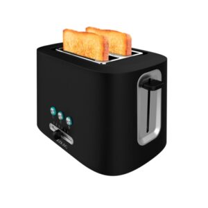 cecotec toast and taste 9000 double tostadora de doble ranura extra ancha 980w acero inoxidable 3 funciones preconfiguradas calienta panecillos 6 niveles bandeja recogemigas color negro