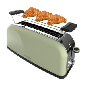 cecotec toastin' time 850 tostadora de ranura larga 850w ranura ancha hasta 3.8cm acabado en acero inoxidable calienta panecillos apagado automatico 7 niveles de tostado color menta