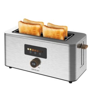 cecotec touchandtoast extra double tostadora de doble ranura larga 1500w pantalla tactil a color capacidad 4 rebanadas autocentrado 7 niveles de tostado ranura ancha acero inoxidable