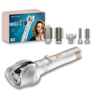 cecotec ceramiccare 6in1 gyro cepillo alisador 1100w funcion rotativa incluye 6 accesorios 5 ajustes de temperatura funcion memoria ergonomico tecnologia protectora color blanco