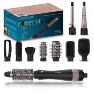 cecotec bamba ceramiccare 10in1 styler cepillo alisador 10 en 1 potencia 1500w revestimiento ceramico funcion aire frio cable giratorio 360° cabezales surtidos color negro
