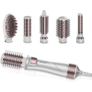 cecotec bamba ceramiccare 5in1 pro cepillo alisador 1000w revestimiento ceramico funcion de aire caliente 4 niveles de temperatura ergonomico incluye varios cabezales color blanco