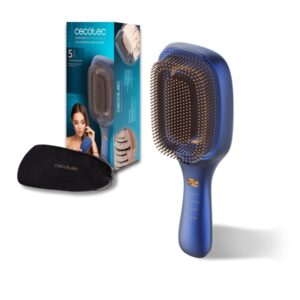 cecotec haircare revitalize blue cepillo reparador de cabello multifuncional masaje vibratorio emision de iones negativos microcorrientes ems luz led laser lllt color azul marino