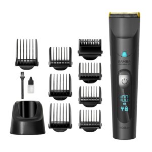 cecotec bamba precisioncare wet and dry cortapelos inalambrico cuchillas de titanio 120min de autonomia ipx6 resistente al agua 8 peines guia pantalla led bloqueo de seguridad color negro