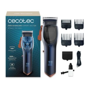 cecotec precisioncare expert vector cortapelos inalambrico motor de 9200rpm cuchilla dlc acero y ceramica autonomia 90min 4 peines carga rapida usb c ergonomico color negro