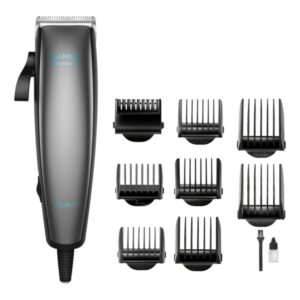 cecotec bamba precisioncare power blade titanium cortapelos con cable cuchillas de titanio uso en seco y humedo 9 peines guia palanca de ajuste regulable lubricante color gris