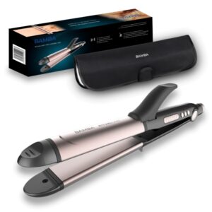 cecotec bamba ritualcare 1000 ceramic plancha de pelo 2 en 1 alisa y riza cabello temperatura de 120 a 220°c funcion autoapagado 60min estuche termico incluido color negro y rosa