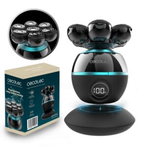 cecotec bamba precisioncare skull shaver afeitadora inalambrica para cabeza 7 cuchillas flotantes pantalla de bateria base de carga autonomia 60min facil limpieza y mantenimiento color negro