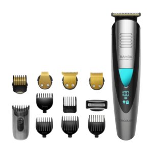 cecotec bamba precisioncare pro afeitadora recortadora 5 en 1 ipx7 cuchillas titanio bateria 500mah uso inalambrico y con cable pantalla digital peines ajustables color gris