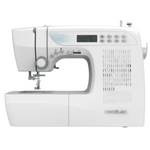 cecotec bellecouture 21500 maquina de coser profesional pantalla lcd 215 puntadas variadas enhebrado automatico luz led doble elevacion del prensatelas accesorios incluidos color blanco