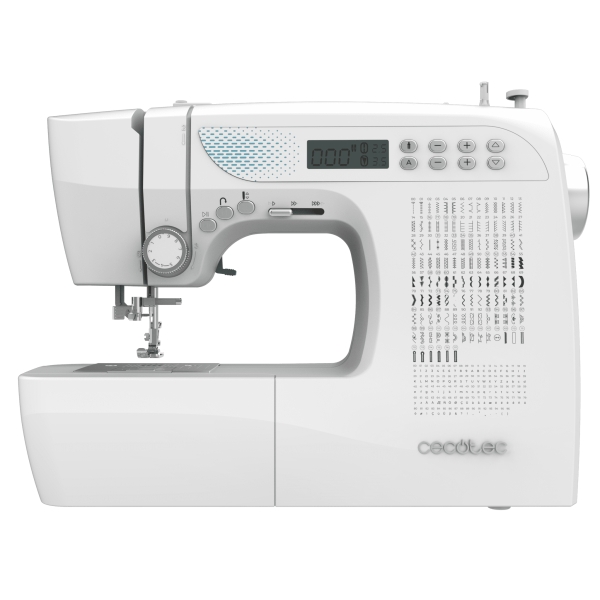 cecotec bellecouture 21500 maquina de coser profesional pantalla lcd 215 puntadas variadas enhebrado automatico luz led doble elevacion del prensatelas accesorios incluidos color blanco