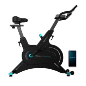 cecotec drumfit indoor 10000 magno connected bicileta estatica pantalla lcd resistencia magnetica volante 10kg kinomap app ruedas transporte soporte tablet color negro