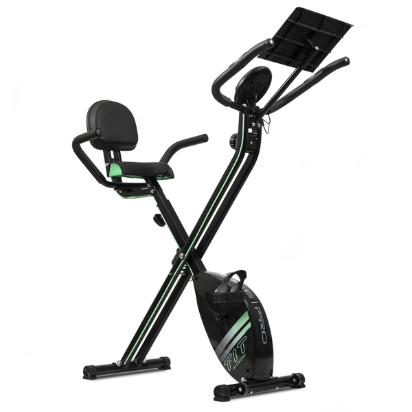 cecotec x bike pro bicicleta estatica plegable lcd 8 niveles resistencia magnetica respaldo y manillar ajustables volante 2.5kg soporte para dispositivos 54x53x148cm color negro
