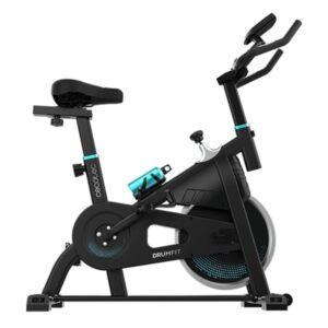 cecotec drumfit indoor 10000 teseo bicileta estatica pantalla lcd transmision por correa sillin ergonomico ajustable resistencia variable soporte para dispositivos pulsometro color negro