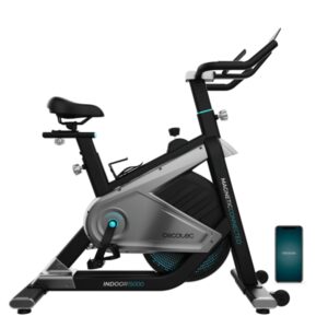 cecotec drumfit indoor 15000 magnetic connected bicileta estatica pantalla lcd volante de 15kg sillin de gel resistencia magnetica manillar ergonomico ruedas de transporte color negro