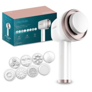 cecotec bamba skincare push up masajeador corporal anticelulitico 8 cabezales intercambiables malla protectora 5 modos autonomia 1.5h autoapagado ergonomico color blanco