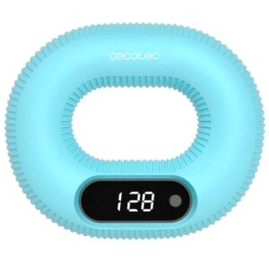 cecotec drumfit handfit smart fortalecedor de mano pantalla led inteligente resistencia de 14kg base antideslizante lavable y portatil silicona color azul claro