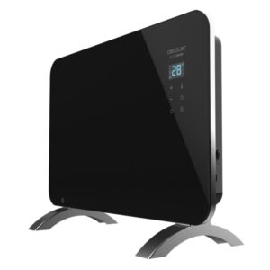 cecotec ready warm 6670 crystal connection convector de cristal templado 1000w cobertura hasta 10m2 control wi fi led tactil 2 niveles de potencia autoapagado 60x24x43cm color negro