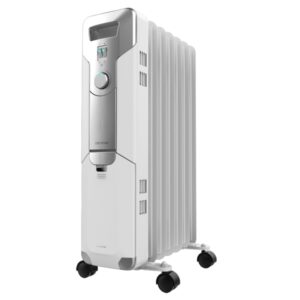cecotec readywarm 7000 space radiador de aceite con 7 modulos de 150x580mm 1500w calienta hasta 15m2 3 niveles de potencia facil transporte con ruedas recogecables color blanco
