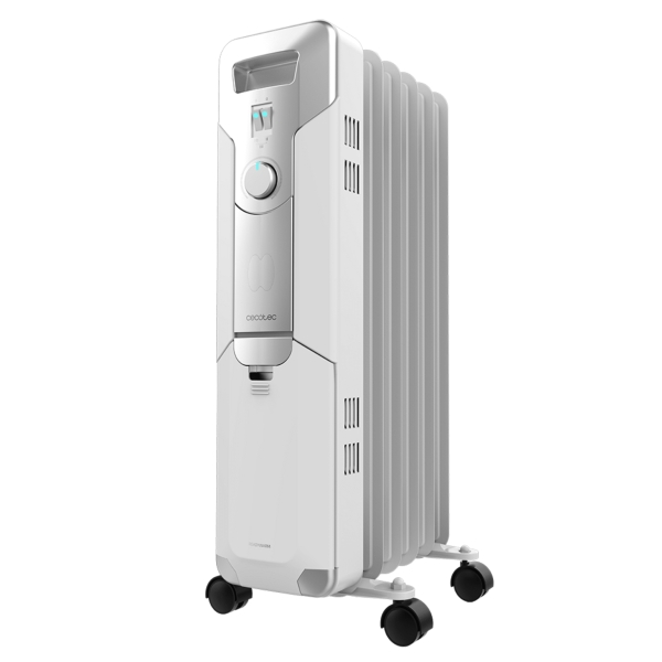 cecotec ready warm 5000 space radiador de aceite con 5 modulos de 150x580mm 1000w calienta hasta 12m2 3 niveles de potencia facil transporte con ruedas recogecables color blanco