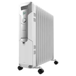cecotec readywarm 11000 space radiador de aceite con 11 modulos de 150x580mm 2500w calienta hasta 25m2 3 niveles de potencia facil transporte con ruedas recogecables incluido color blanco