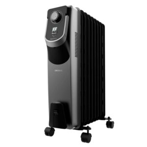 cecotec readywarm 9000 space 360 black radiador de aceite con 9 modulos de 150x580mm 2000w calienta hasta 22m2 tecnologia 360º 3 niveles de potencia ruedas y asa recogecables color negro