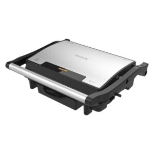 cecotec rock'ngrill rapid parrilla electrica 1500w revestimiento antiadherente placa ajustable en altura bandeja recogegrasas compacto ideal para sandwiches acero inoxidable