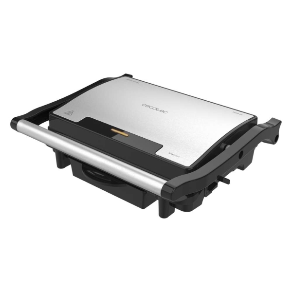 cecotec rock'ngrill rapid parrilla electrica 1500w revestimiento antiadherente placa ajustable en altura bandeja recogegrasas compacto ideal para sandwiches acero inoxidable