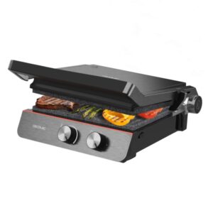 cecotec rock'ngrill blaze neon parrilla electrica 2200w antiadherente apertura 180º luz indicadora de temperatura placas desmontables temperatura regulable 29x23cm color negro