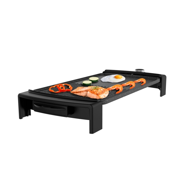 cecotec tasty and grill 2500 rockwater mixgrill plancha electrica 2150w antiadherente superficie mixta termostato apto lavavajillas bandeja recogegrasas asas de tacto frio color negro