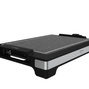 cecotec tasty and grill 2000 inox linestone plancha electrica 2000w acabados en acero inoxidable antiadherente termostato apto lavavajillas bandeja recogegrasas 37.5x24.5cm color negro
