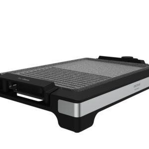 cecotec tasty and grill 2000 inox mixstone plancha electrica 2000w antiadherente termostato regulable acabado en acero inoxidable bandeja recogegrasas 37.5x24.5cm color negro