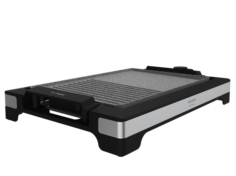cecotec tasty and grill 2000 inox mixstone plancha electrica 2000w antiadherente termostato regulable acabado en acero inoxidable bandeja recogegrasas 37.5x24.5cm color negro
