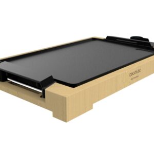 cecotec tasty and grill 2000 bamboo plancha electrica 2000w estructura de bambu antiadherente termostato regulable apta para lavavajillas incluye espatula 37.5x24.5cm color madera claro