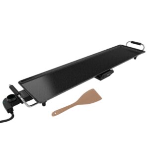 cecotec tasty and grill 3000 rockwater xxl plancha electrica potencia de 2400w revestimiento antiadherente termostato regulable incluye bandeja y espatula 90x22cm color negro