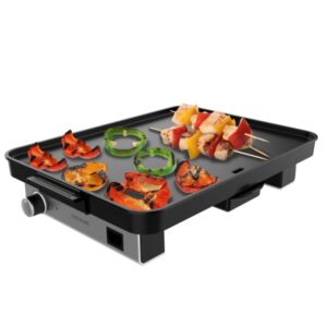 cecotec magnet 1800 plancha electrica 1800w placa de aluminio con teflon termostato regulable bandeja recogegrasas piezas desmontables apta para lavavajillas 40x30cm color negro