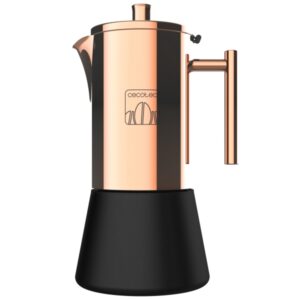cecotec moking 200 cafetera italiana para 2 tazas acero inoxidable apto para lavavajillas junta de silicona valvula de seguridad 12.3x8x17.5cm color cobre
