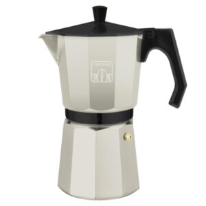 cecotec mokclassic 1200 cafetera italiana para 12 tazas aluminio fundido apta para gas, electrica y vitro facil de desmontar junta de silicona valvula de seguridad color beige