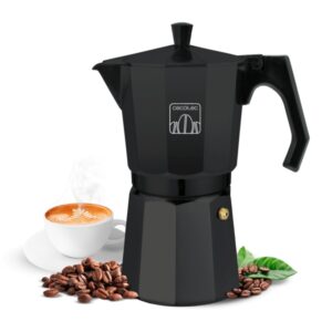 cecotec moklassic 300 cafetera italiana para 3 tazas aluminio fundido apta para gas, electrica y vitro junta de silicona filtro de acero inoxidable valvula de seguridad color negro