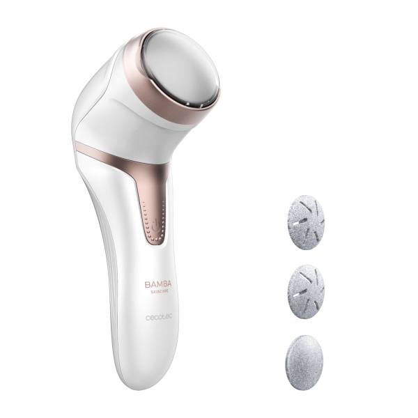cecotec bamba skincare lima electrica para pies bateria recargable discos de distintas durezas funcion de aspiracion uso inalambrico y con cable autonomia 100min color blanco y rosa
