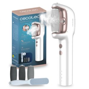 cecotec skincare steam silky lima electrica para pies funcion vapor ajustable 3 cabezales extraibles uso inalambrico ipx7 rascador adicional deposito imantado color blanco y rosa