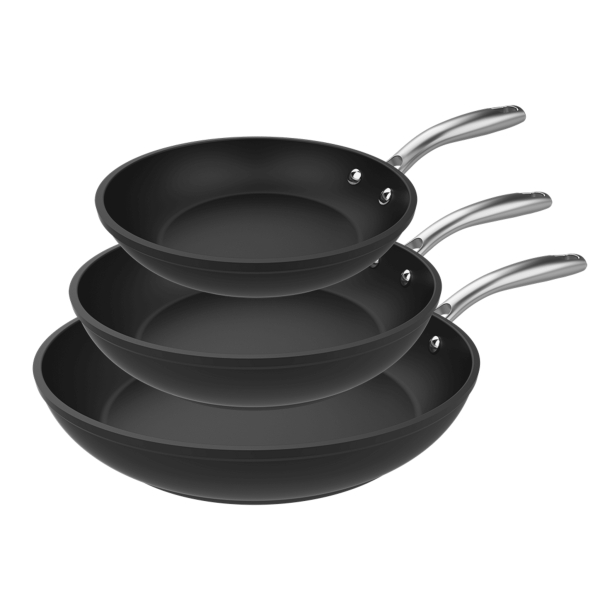 cecotec polka fantasy silver pack de 3 sartenes de 20, 24 y 28cm revestimiento antiadherente aluminio forjado libre de pfoa compatible con induccion mango remachado color negro
