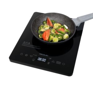 cecotec full crystal onyx placa de induccion portatil 2000w cristal de alta resistencia tactil 10 niveles temperatura de 60 a 260°c temporizador apta para sartenes de 28cm color negro