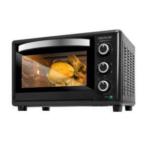 cecotec bake and toast 3090 gyro horno de sobremesa 1500w capacidad de 30l rustidor giratorio 360º conveccion puerta doble de cristal luz interior para control color negro