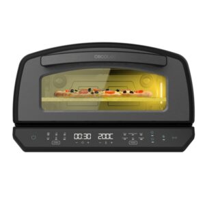 cecotec pizza and co 500 max horno electrico para pizzas 2200w capacidad de 13l pantalla led rango de 60 a 500°c multifuncional 6 modos ahumado con virutas color negro